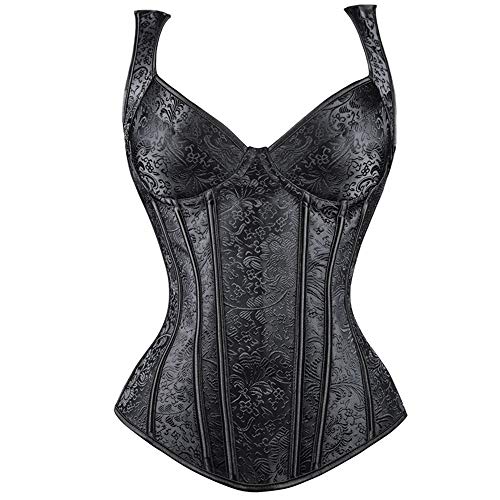 Corset Soft Smooth Satin Lady's Bodyshaper Corset Lingerie Waist Training Corset Women's Lace Up Overbust Lace Trim Waist Cincher Bustier Top Corsets for Women Plus Size