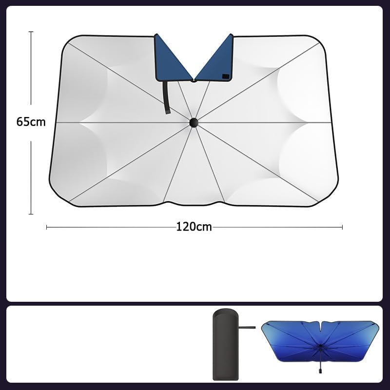 Parasole Ombrello Per Skoda KAROQ, Protezione Solare Parabrezza 125x65 Cm, Riflettente UV, Termico, Con Custodia