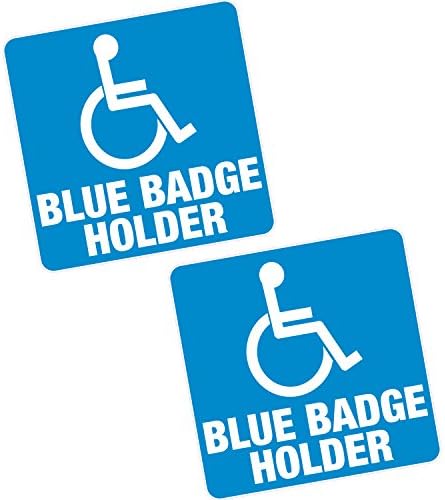 2 x Blue Badge Holder 4" 100mm Sq Vinyl Sticker Disabled Car Van Home Motability