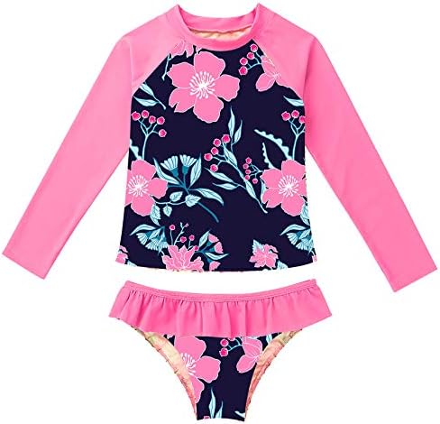 Tankini 2 Pièces Fille Mufeng - Haut Manches Longues Anti-UV + Bas De Bikini Pour Plage, Natation, Sports Aquatiques