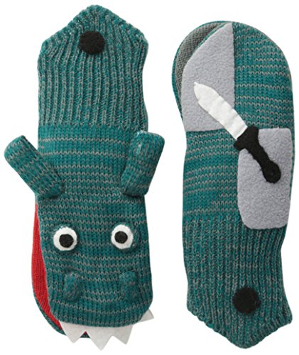 Green Dragon Knight Soft Acrylic Mittens for Boys w/Puppet Dragon Mouth