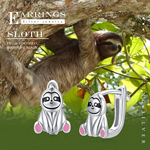 Sloth Earrings 925 Sterling Silver Sloth Stud Earrings Sloth Huggie Hoop Earrings Sloth Thanksgiving Day/Christmas/Valentine's Day/Mother's Day Jewelry Gift For Women Girls Sloth Lover #TOP5
