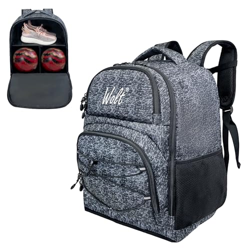 WOLT Bowling Ball Bag 2 Ball Bowling Backpack with Protective Foam Padded & Shoe Compartment Fits Up to Mens Size 16