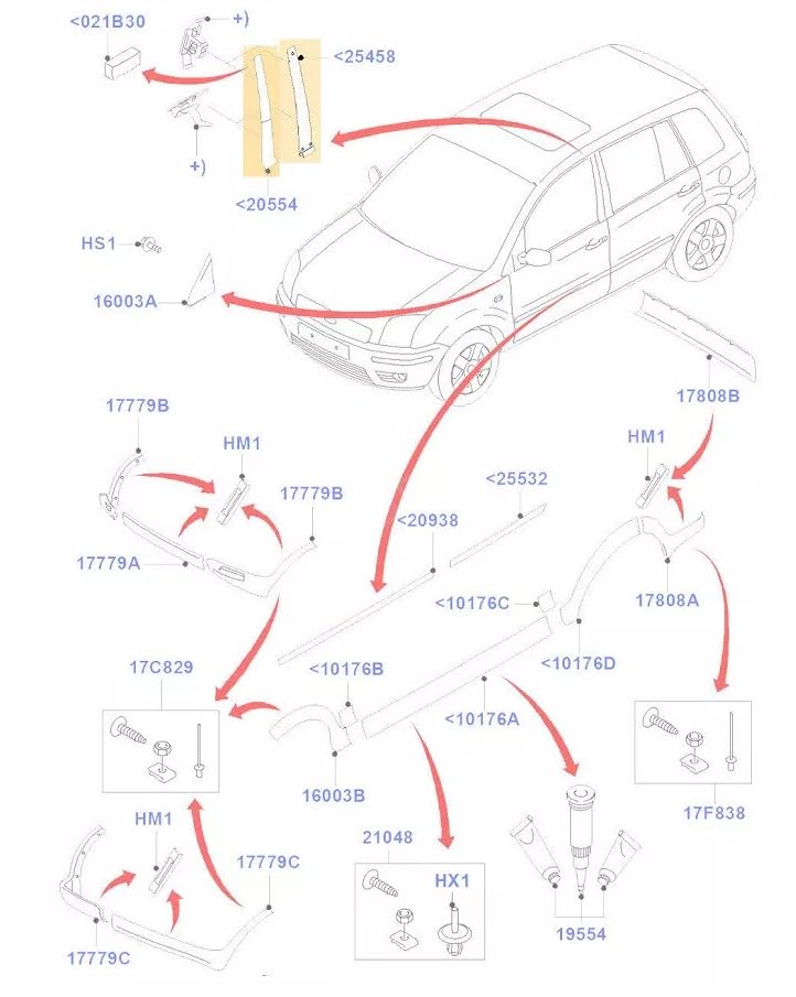 Juego de 4 piezas para puertas traseras delanteras LHand RH para Ford Fusion 2001 a 2013 con esponja y anillo de presión, 1690267, 1473667, 1690268, 1473669,