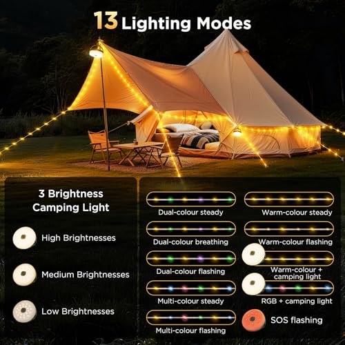 Cadena de luces recargables 33 pies para camping y exteriores 2