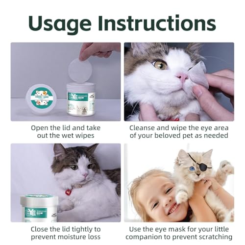 Image of MANON ROSA Eye Care Kit for Dogs Cats for Post-Surgery Care Pet Cleaning Sensitive Eyes(130ct Wipes & 2 Eye Patches) - Ultimate Solution for Alleviating Eye Discomfort (Medium,02)