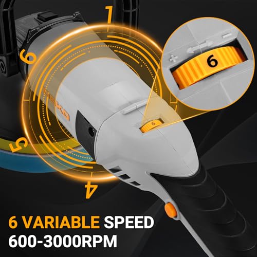 Poliermaschine Auto 1200W: DEKOPRO Autopoliermaschine mit Konstantgeschwindigkeit und Sanftstart, 600-3000 RPM,180mm Pad – für Autopflege,Wachsen und Detailpolitur