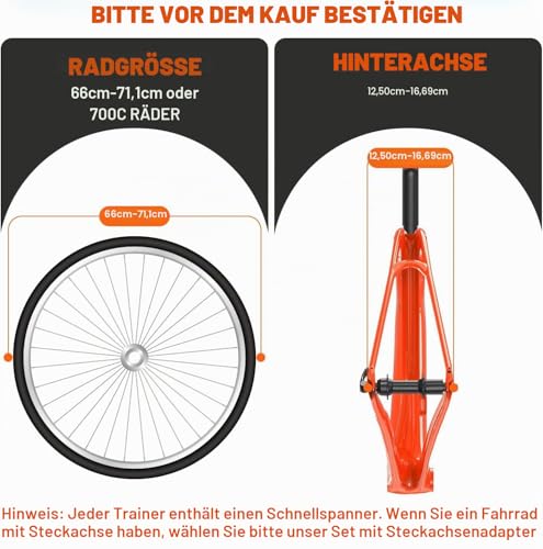 Sportneer Trainingsständer für Fahrrad – Magnetische Halterung für Fahrradtraining aus Stahl mit geräuschreduzierendem Rad (