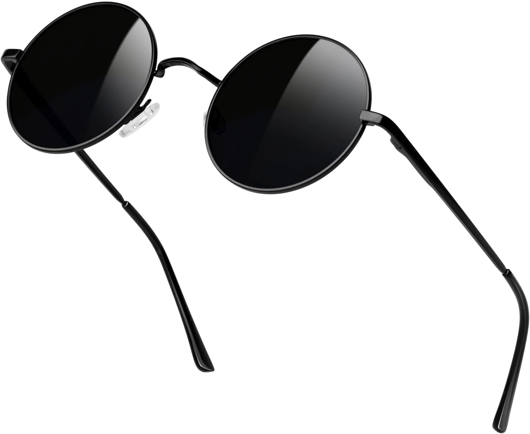 Hippie Round Polarized Sunglasses for Women Men, Small Circle Sun Glasses Classic Vintage Retro Shades Metal Frame UV400 Protection