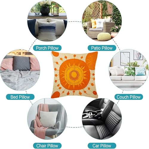 Housse coussin canape impermeable orange 45x45 lot de 4 en lin - 8