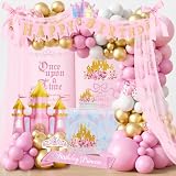 Princess Birthday Party Decorations Supplies, Pink Princess Birthday Decoration, Pastel Floral Castle Party Supplies