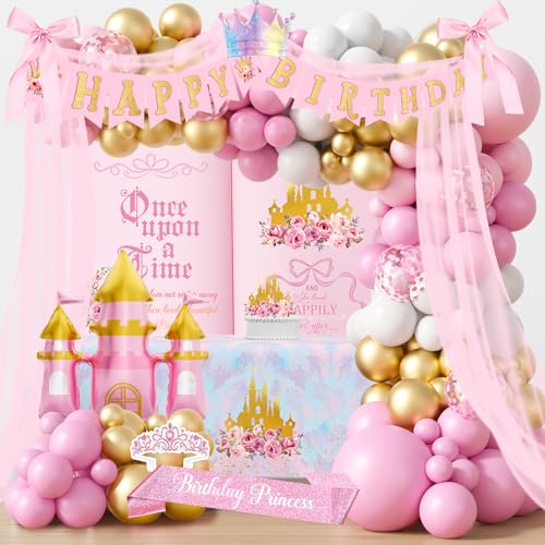 Princess Birthday Party Decorations Supplies Pink Princess Birthday Decoration Pastel Floral Castle Party Supplies