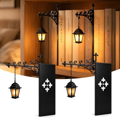 Linterna de Biblioteca, SGZIOO 2 Unidades Sujetalibros Decorativa para Estanterías, Lámpara Decorativa Vintage para Escritorios, Rincones de Lectura, Regalo para Amantes de Los Libros