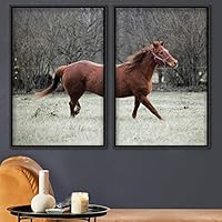 2 Piece Framed Canvas Wall Art Horse Canvas Prints Home Artwork Decoration for Living Room,Bedroom - 16