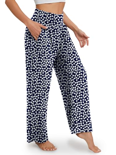 Image of Gracyoga Wide Leg Yoga Pants for Women Casual Loose Cozy Sweatpants High Waisted Lounge Pajama Flowy Pants With Pockets
