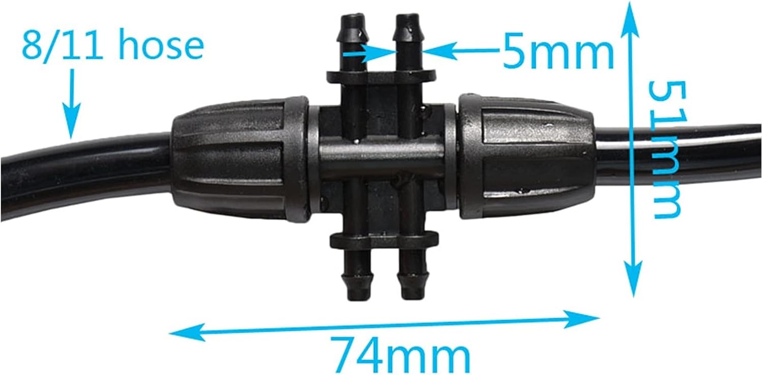 Hose Fittings Irrigation Irrigation Splitter 4 Way 8/11 Gardening Hose Splitter Watering Irrigation Splitter 3/8" Reduced Barb 4/7mm Irrigation Connector