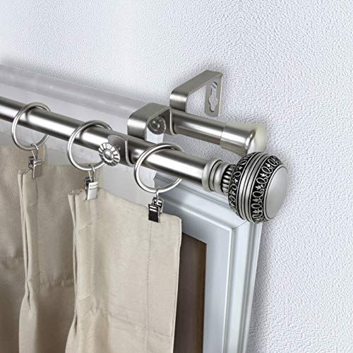 Rod Desyne 4702-665 Ornament Double Window Set Curtain Rod, 66"-120", Satin Nickel #TOP3