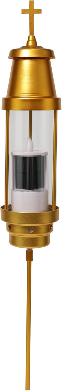 Cemetery Solar Lights for Grave,Includes 2.5" x6.5'' Grave Candles,4" x34''Cemetery Memorial Light Candle Holder,Standard Spike and Base,Perfect Addition to Headstone (Latin Cross Classic) - Image 4
