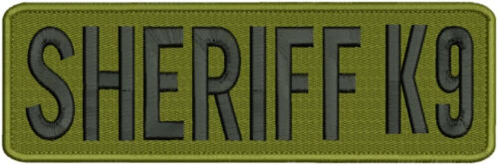 Embroidered Patch - Patches for Women Man -Sheriff k9 Embroidery Patches 3x10 Hook on Back Black Letters od Green