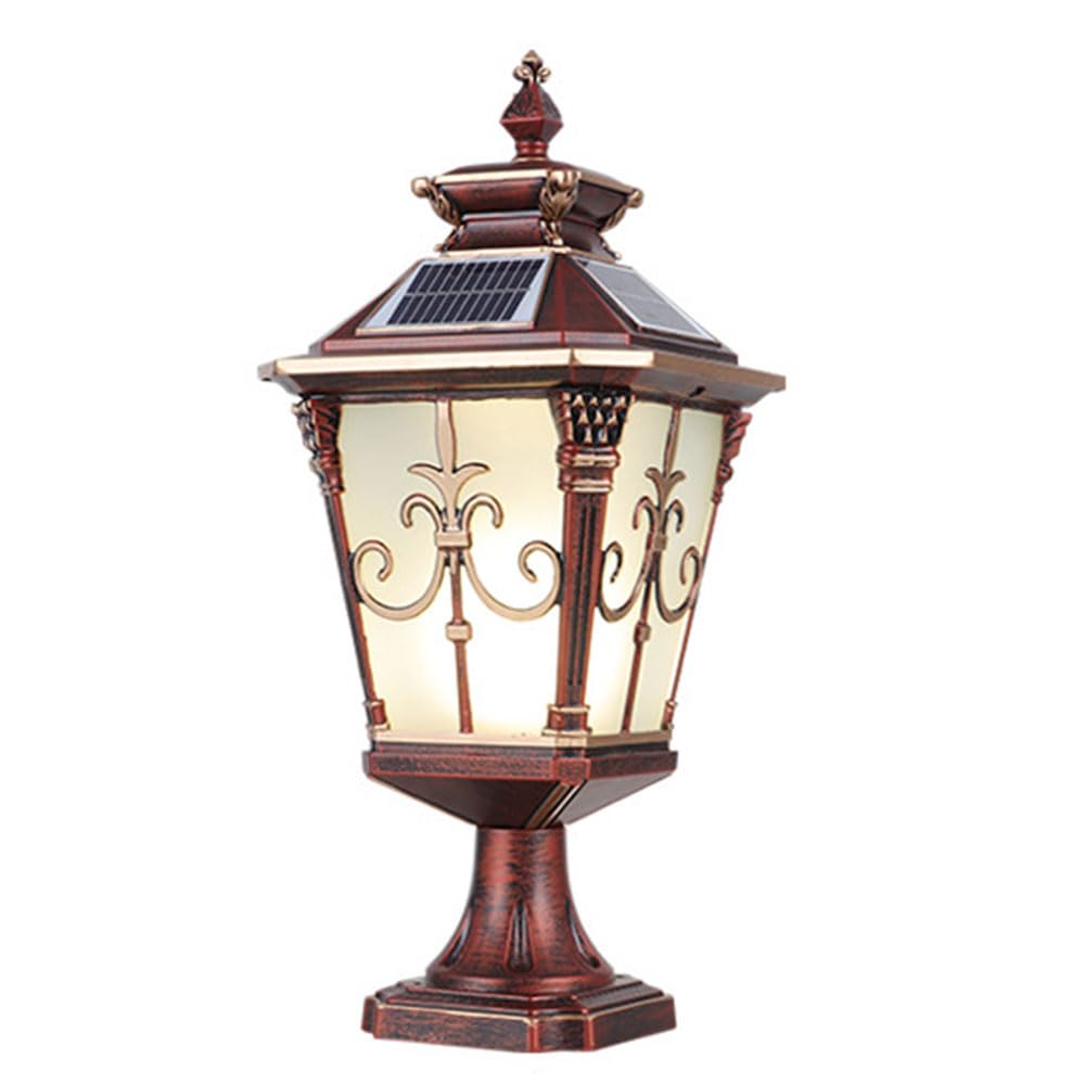 KUEYANB Solar Post Light for Villa Gate Outdoor Lighting Fixture for Garden Courtyard Auto On/Off Exterior Column Lamp for Porch Deck Lawn Waterproof Easy to Install Pillar Lamp for Driveway Entrance