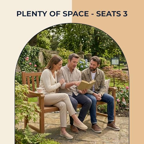 Deuba® 3 Seater Wooden Garden Bench | FSC® Certified Eucalyptus Wood | Indoor & Outdoor | Solid Garden Furniture Park Bench Hardwood | 350kg Load Capacity - 8