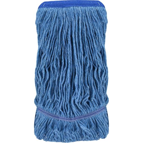 PRO-SOURCE Wet Mop Loop, Large Clamp Jaw, Blended Fiber, Blue, 5 Inch Headband, 4-Ply