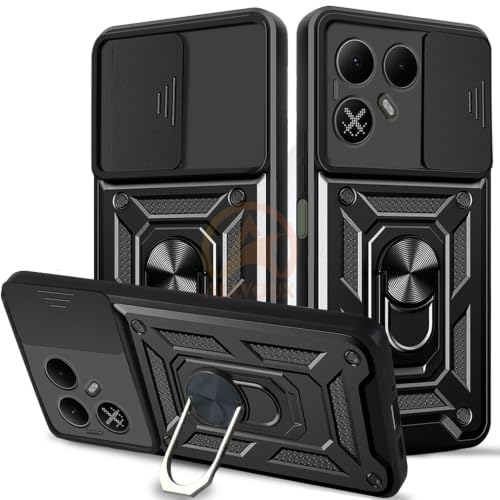Image of Armor Bumper Back Cover Case for Tecno Pova 8 5G Rotating Camera Cover, Ring Holder & Kickstand | Heavy Duty & 360 Degree Protection Back Cover for Tecno Pova 8 5G (Black)