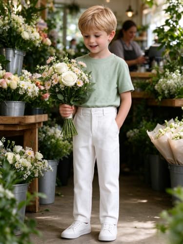 Image of Boys' Linen Pants Flat Front Dress Pants Kids School Uniform