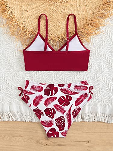 Milumia Girl's Two Piece Swimsuit Bowknot Tropical V Neck Bikini Set2