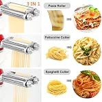 FavorKit Pasta Pièce jointe du fabricant 3 en 1 Set Compatible pour KitchenAid Mélangeurs Plus Accessoire à vis à bouton en moyeu avec rouleau de feuille de pâtes, cutter Spaghetti, machine à cutter Fettuccine et brosse de nettoyage