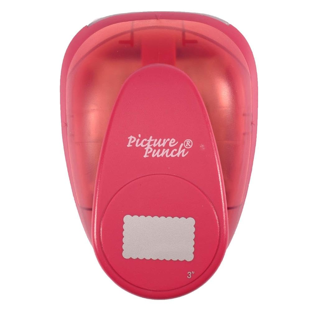 Vaessen Creative Craft Paper Punch - Scalloped Rectangle - 4,1 x 6,7 cm - Circle Cutter for Crafting and Card Making