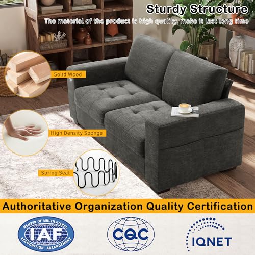 Image of Hanherry 70 inch Sofa for Living Room, Modern Comfy Couch with Medium Firm Seat Cushion, Removable Cover,Wide Armrest,USB /Type-C Port,Chenille Fabric Couches for Small Space,Apartment