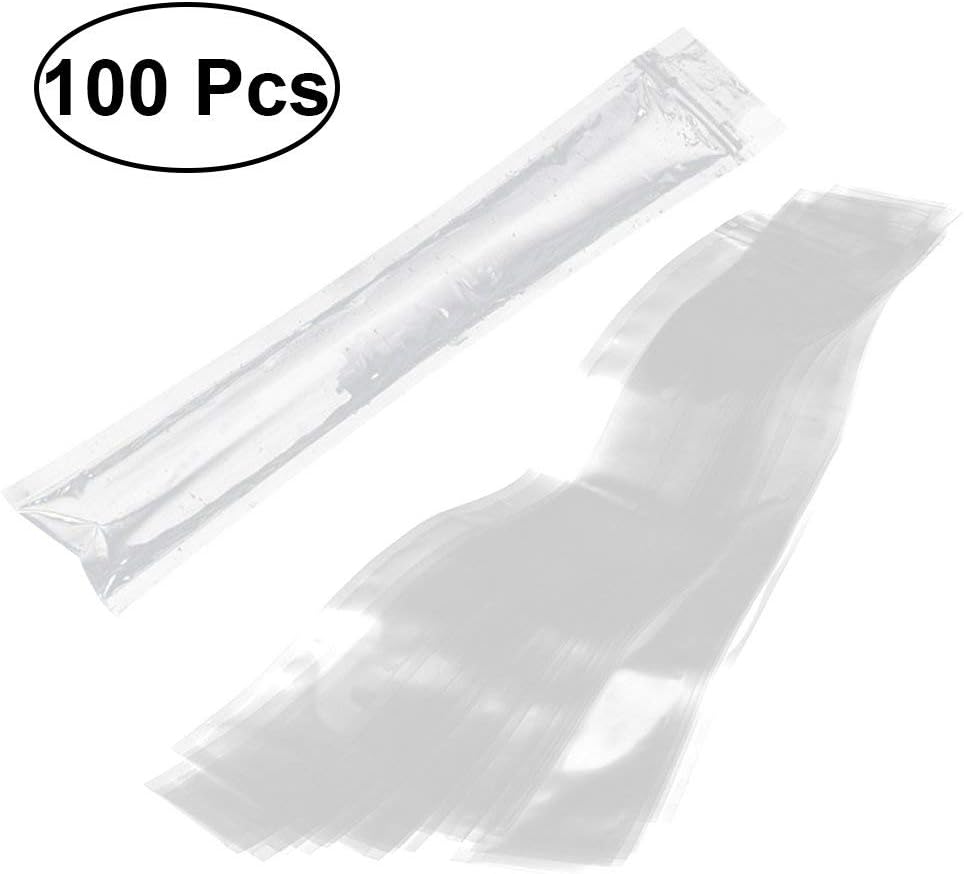 100 PCS BPA Free Ice Pop Pouch with Funnel, Transparent Rectangular Popsicle Molds Bags for Ice Cream, Yogurt, Candy, Party Favors