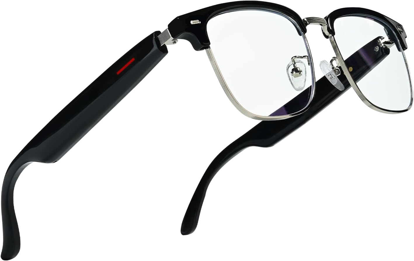 Bluetooth Smart Glasses with Camera for Sports/Cycling/Running, Bone-Conduction Music Glasses, Intelligent Voice Navigation (Anti-Blue Light Glasses)