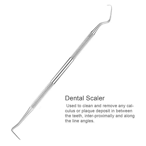 Miniatura 4 de Kit de higiene dental, 5 piezas, kit de herramientas dentales, incluye raspador de tarter, púa dental, espejo bucal antivaho y raspador dental,