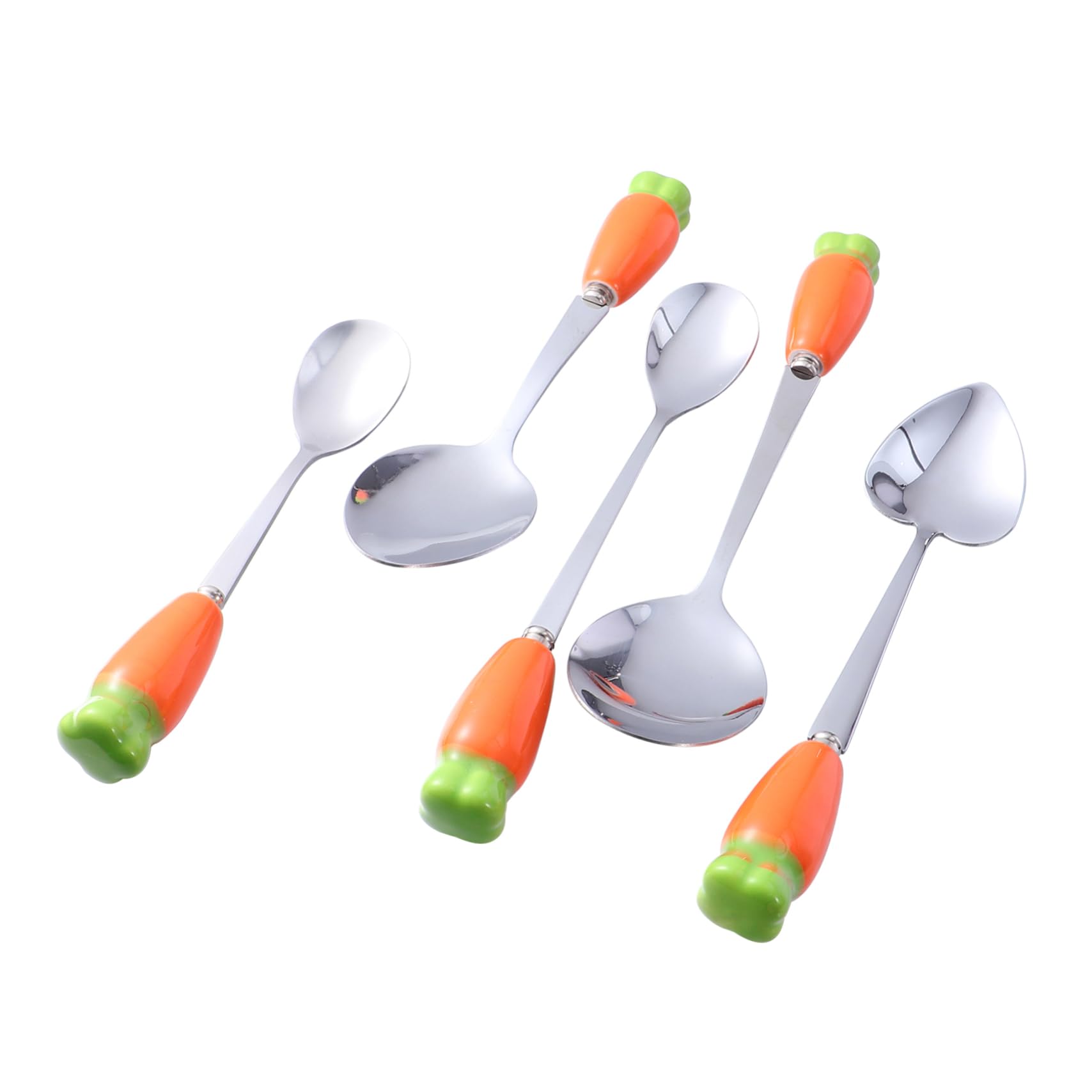 COLLBATH 5pcs Carrot Spoon Sugar Spoons Coffee Spoon Mixing Spoon Heart Soup Spoon Kitchen Spoon Restraunt Dinner Spoon Dessert Spoons Ice Tea Spoon Drink Spoon Spoons Stainless Steel