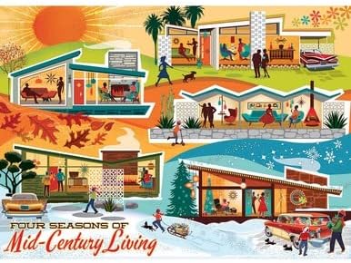 Cobble Hill 500 Piece Puzzle - Four Seasons of Mid-Century - Sample Poster Included