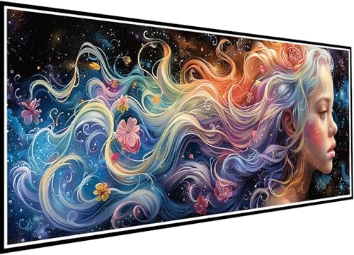 Diamond Painting Dibujos Animados Diamond Painting Adultos, 5D DIY Bordado Pintura de Diamante Chica, Rhinestone Punto de Cruz Kit Manualidades Adultos para Decoracion Pared Regalo 70x160cm 81-hQ