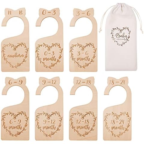 Gaosaili 7pcs Premium Wood Baby Closet Dividers, Original Design from Newborn to 24 Month, Baby Closet Organizers, Nursery Decor, Baby Clothes Organizers (Flower) Cover