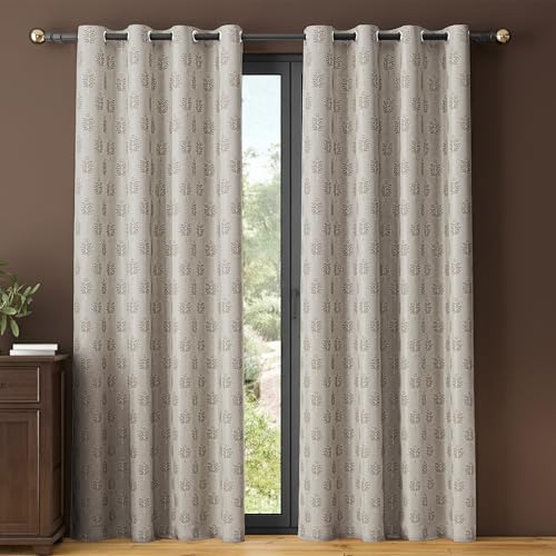 Image of Yellow Weaves 2 Pcs Jacquard Tree Eyelet Long Door Curtain - Perfect for Home, Office, Bedroom, Living Room & Balcony - 9 Feet (Brown)