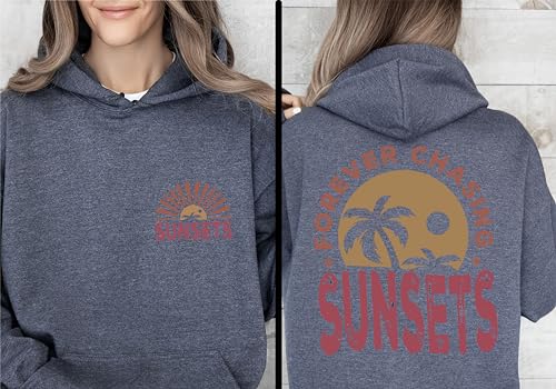 Forever Chasing Sunsets Sweatshirt or Hoodie Two Side Printed, Retro Beach Sweater, Tropical Tee, Retro Summer Sweatshirt, Aesthetic Summer 6