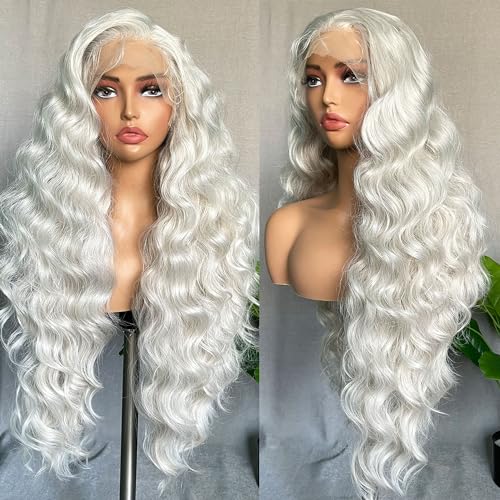 SOKU 13x6 Lace Frontal Wig 32 Inch Sliver Color Boby