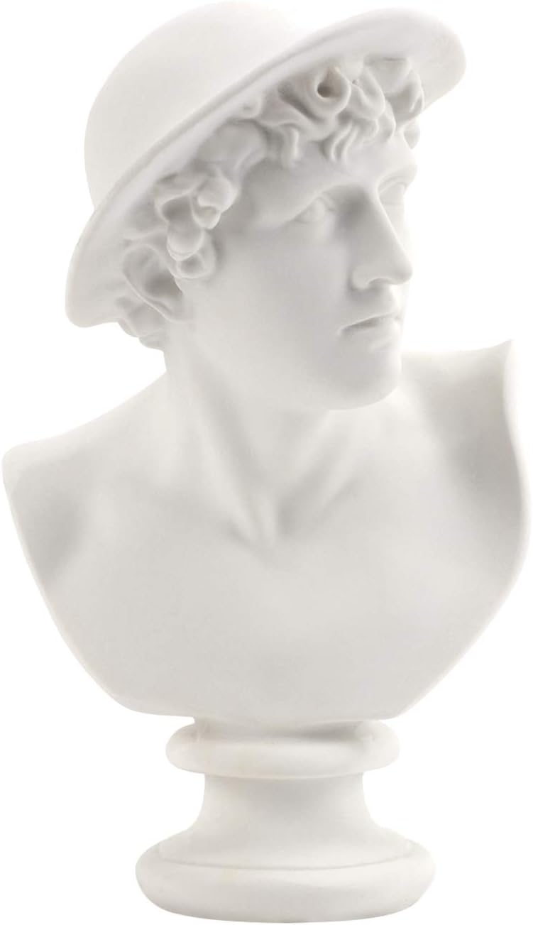 6 Inch Greek Classical Replica Shepherd boy Bust Statue Roman Statue Mythology Sculpture Figurine for Sketch Model Art Drawing Resin Crafts Ornaments Gypsum Modern Home Decoration and Collection