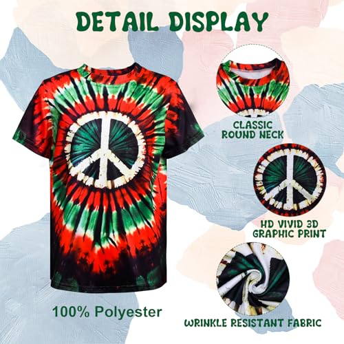 Image of Boys Tie Dye Shirts 3-12 Years Hippies Crewneck Kids Short Sleeve Tee