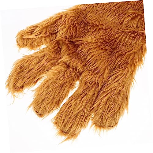 ERINGOGO 1Pc Plush Bear Palm Glove Cosplay Photo Prop for Parties Stage Performances Brown Furry Design Thick Comfortable Winter Hand Protection3