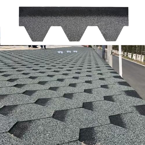 Gray Asphalt Roofing Shingles 100X32.5CM Waterproof Roofing Shingles Tiles with Hot Melt Adhesive Layer, for Roof House Repair Tiles Shed Decor(21pcs)