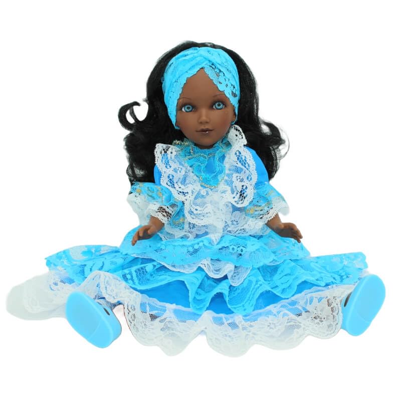 FOLK Muñeca Mari's mulata Yemaya Vidal Rojas Dolls Original 41 cm. colección Vestido religioso santera. Fabricada en España Artesanía