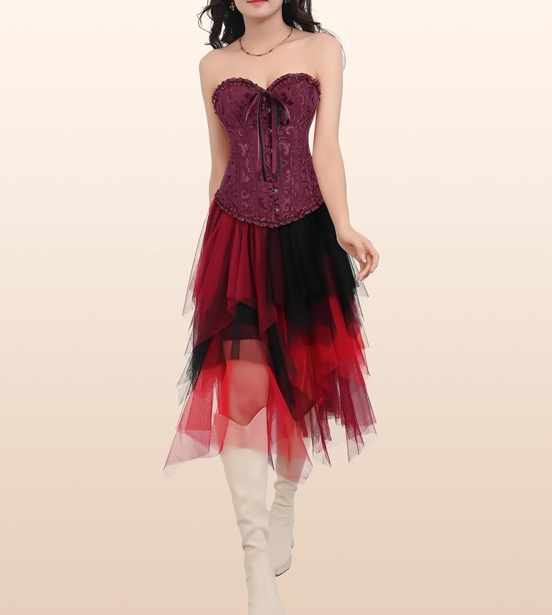 DKCHENH Renaissance Corset Top for Women,Pirate Corset Shapewear,Bustiers with Lace Up Boned Overbust,Size XS to 6XL - Image 6