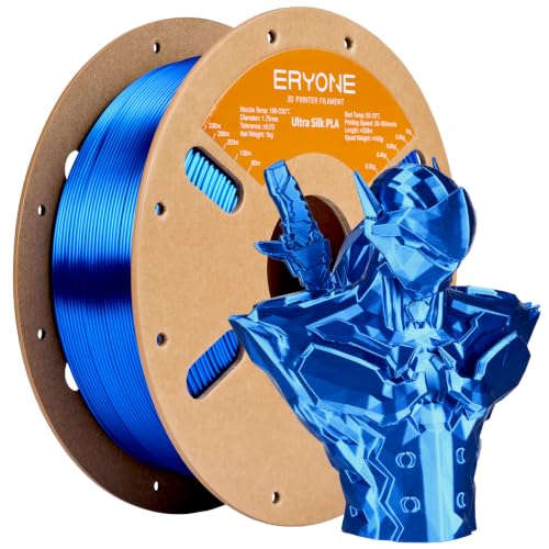 Image of ERYONE Silk Filament PLA+ 1.75mm Upgraded Shiny 3D Printer Filament, Gloss Finish, Fit Most FDM Printer Stable Printing,1kg (2.2LBS) /Spool, Blue