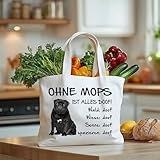 AdriLeo Einkaufstasche Ohne Mops ist alles doof! (Schwarzes Fell)